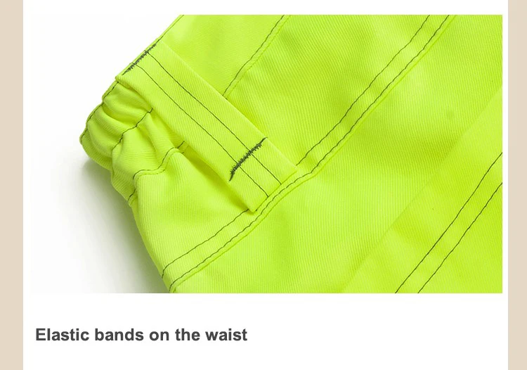 Светоотражающие мужские рабочие брюки высокая видимость флуоресцентные желтые мульти-карманы рабочие брюки с наколенниками Спецодежда Брюки карго