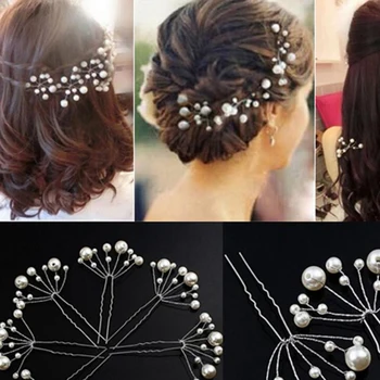 

10 PCS Handmade Fashion Wedding Hairpins Bridesmaid Hair Accessories White Red Pearl Bridal Hair Pin Clip Bride Head Jewelry