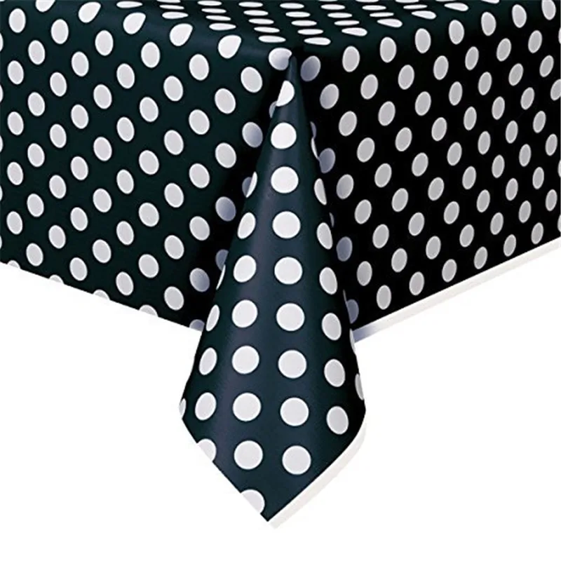 5pcs/ lot Candy Polka Dots Party Decoration Disposable Table Covers Birthday Table Cloth Wedding Colorful Plastic Tablecloth - Цвет: Black