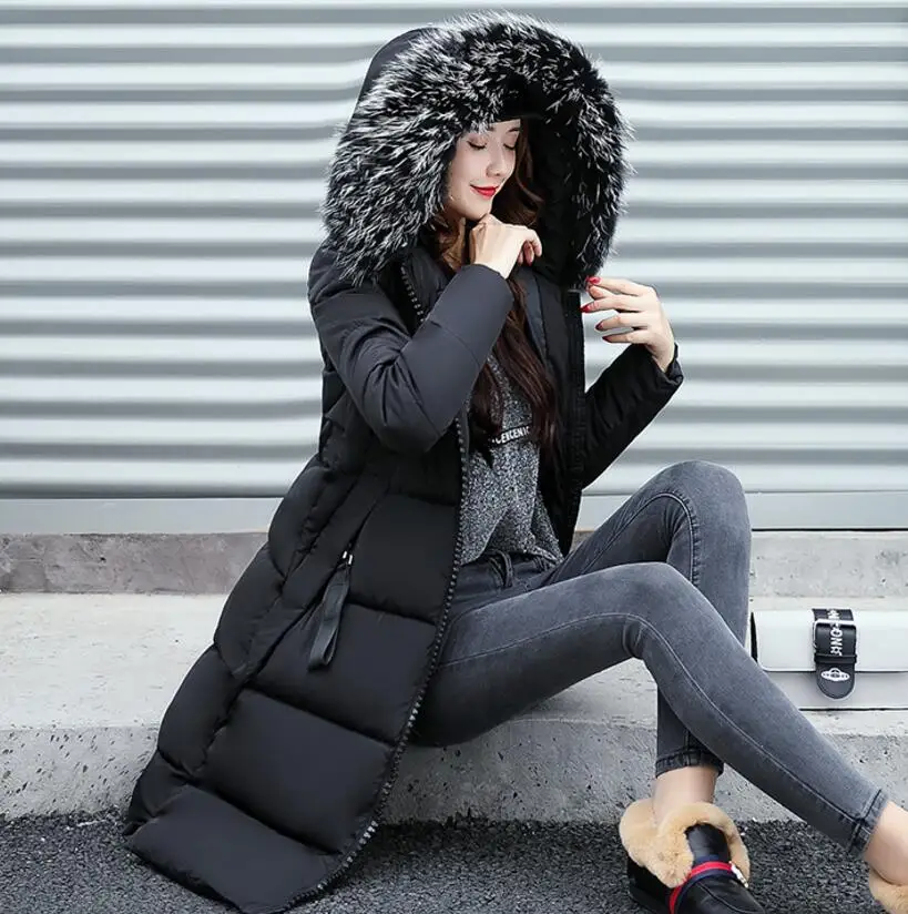 Пальто женское зимнее длинное с меховым воротником и капюшоном 4xl 5xl|Парки| |