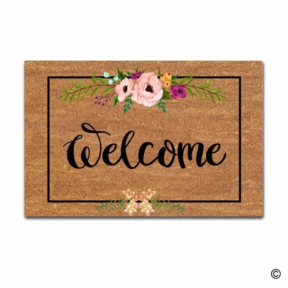 Door Mat Entrance Mat Flowers Patten Non slip Doormat 18x30