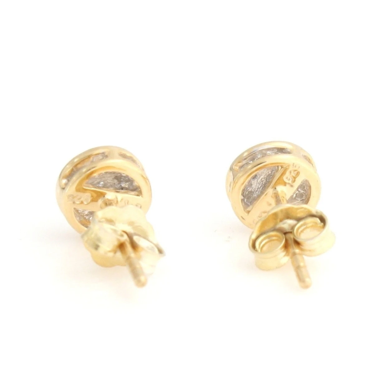 18K Yellow Gold Plated Sterling Silver Stud Earrings With Screw Back Q038 (2)