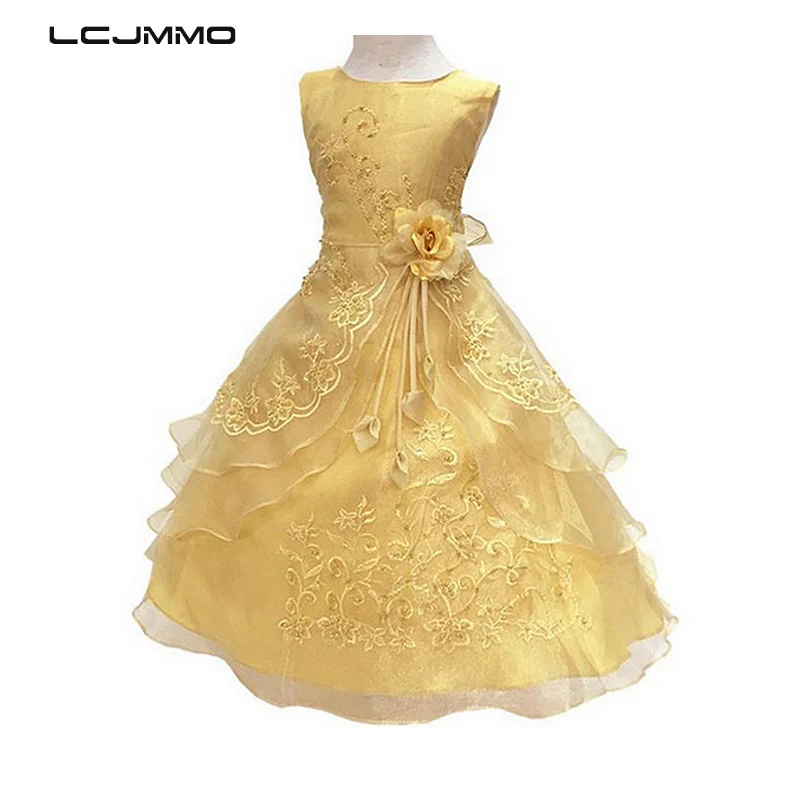 

lememogo Flower Girls Dresses For Party And Wedding 2018 Embroidered Formal Toddler Elegant Pageant Pirncess Dresses For Girl