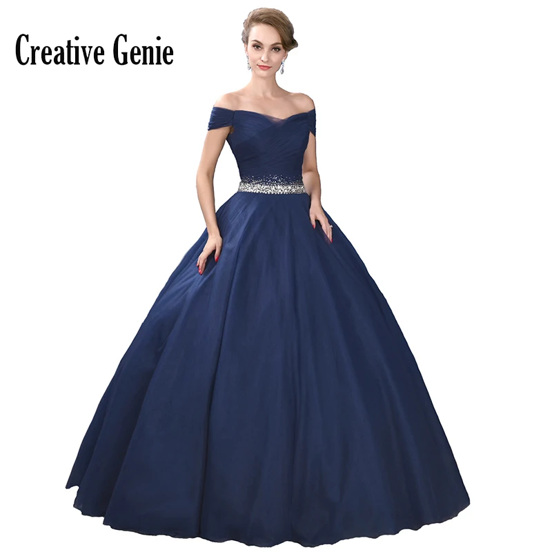 

Royal Blue Long Prom Dresses 2018 Off The Shoulder Vintage Boat Neck Sleeveless Crepe Sexy Evening Dresses Party Gowns For Women