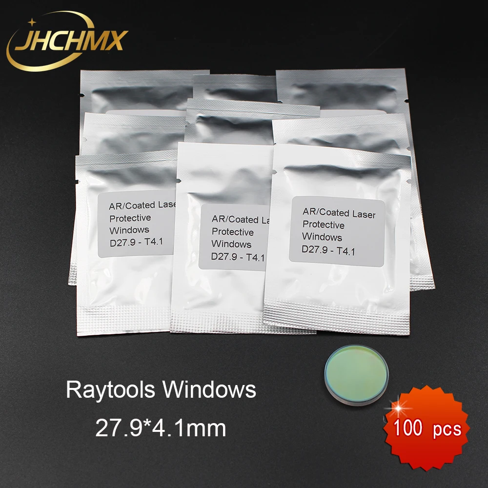 

JHCHMX 100 pcs/lot Raytools Laser Protective Lens/Glass 1064nm 27.9*4.1mm For 0-2000W Raytools Bodor Fiber Laser Cutting Machine