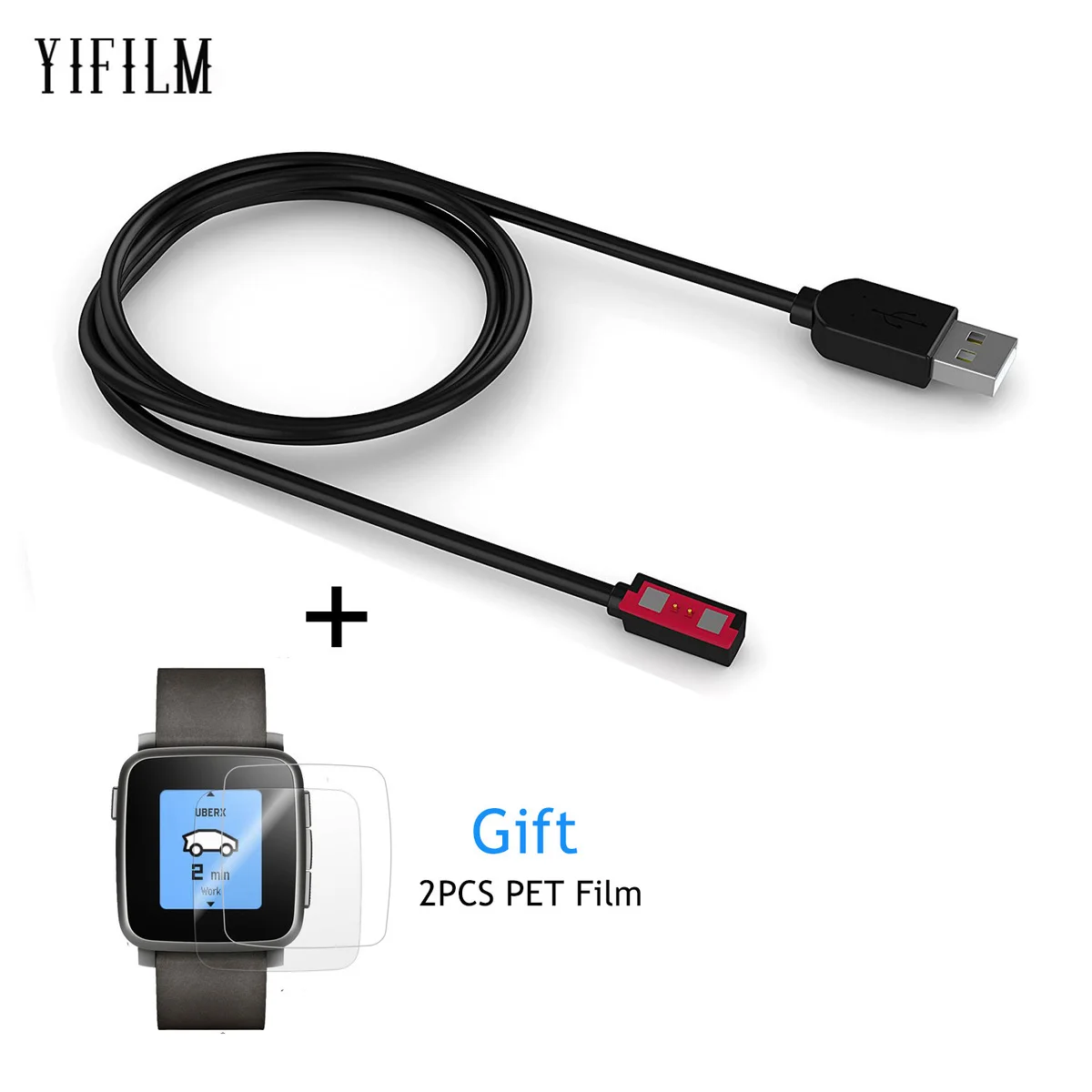 

USB Megnetic Charger Cable For Pebble Steel / Steel 2 Smart Watch Wristwatch USB Charging Line with Screen Protection LCD Film