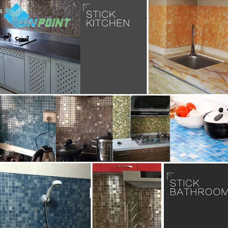 Kitchen Oil-proof Stickers Mosaic Wall Stickers Aluminum Foil Self Adhesive Wallpaper For Bathroom Waterproof Decorative Film Kitchen Oil-proof Stickers Mosaic Wall Stickers Aluminum Foil Self Adhesive Wallpaper For Bathroom Waterproof Decorative Film