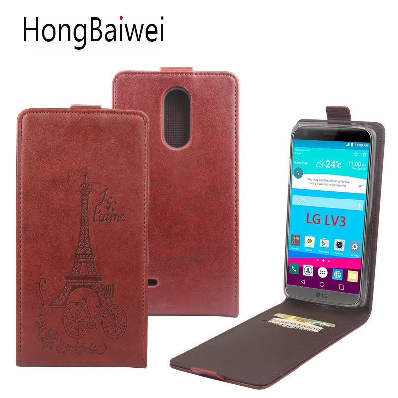 

HongBaiwei Case for LG LV3 Cover Luxury Leather Printed Eiffel Tower Flip Phone Case Cover for LG LV3