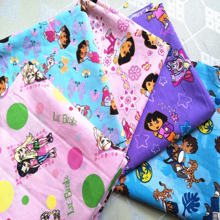 

50x110cm Cartoon Dora Child Cotton Fabric Baby Dress /Diy Handmade Craft Bedding Home Cloth Purse Quilt 149*100cm