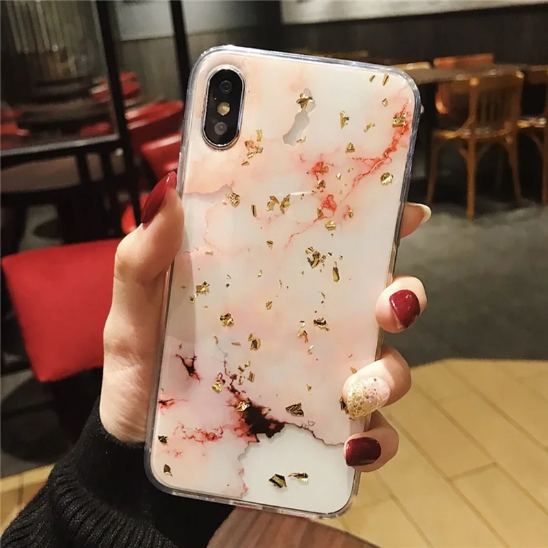 Lovebay Золотая фольга Bling marble для iPhone 11 Pro Max X XS Max XR чехол для телефона мягкий ТПУ чехол для iPhone 7 8 6 6s Plus блестящий чехол - Цвет: SJ7118