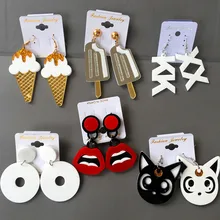 Панк украшения для ночного клуба длинные серьги большое слово губы Сейлор Мун кошка лед для крема акриловый Висячие серьги для женщин Pendientes ювелирные изделия