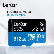 Lexar 95 МБ/с. 633x микро sd карты 512 Гб 64 г 128 256 ГБ устройство чтения карт памяти Uhs-1 для Dji Mavic Drone Gopro Dji спортивная видеокамера