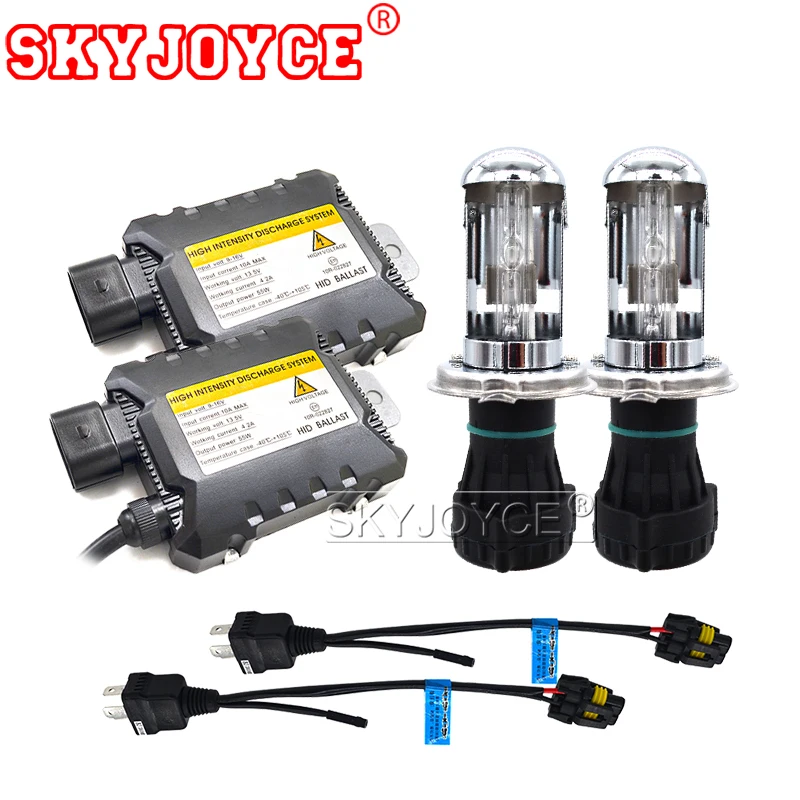 SKYJOYCE 55 Вт DC bi xenon hid комплект H4-3 ксеноновая лампа H4 Hi/lo HID Набор для биксенона bi xenon H4 Автомобильная фара Лампа 6000 K 8000 K 4300 K 5000 k K