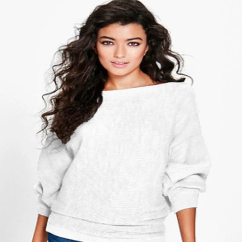 

2018 Knit Sweater European And American Autumn Winter Fashion Solid 6 Color Round Collar Pullover Loose Bat Long-Sleeved Sweater