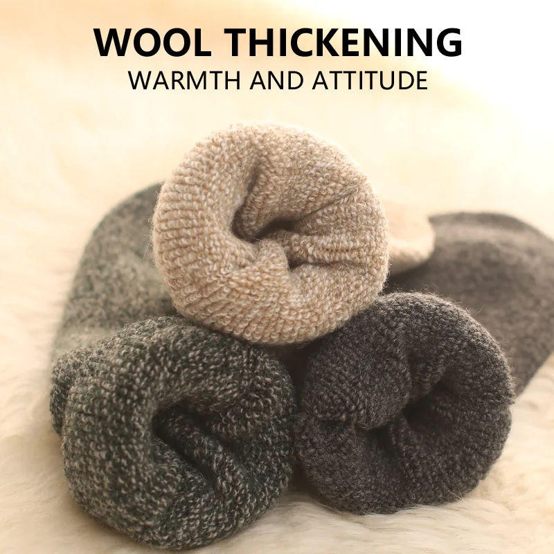 

Merino wool Fall and Winter Plush Warm Socks Thicker Wool Loop Socks Men's Towels Plush Slacky Cotton dress Socks Winter