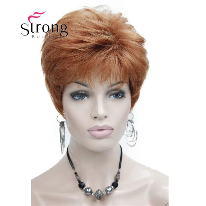 StrongBeauty очень короткий оранжевый коричневый блондин высокий термостойкий полный синтетический парик выбор цвета