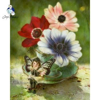 

JOY SUNDAY,5D 3D Diy Diamond Painting Cross Stitch Home Decor Fairy flower Full Rhinestones Mosaic Inlay Diamond Embroidery 7