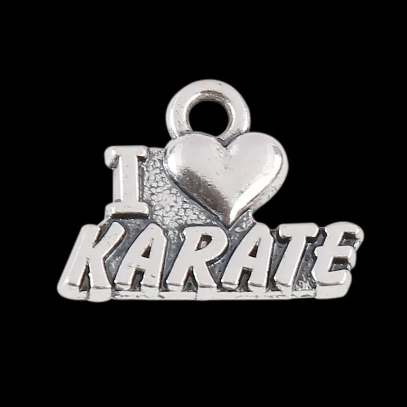 Модные металлические подвески RAINXTAR с надписью I Love Karate 15*19 мм 10 шт. AAC1162|letter a charm|letter