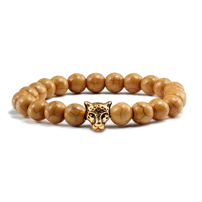 Золотой Леопардовый браслет Будда из бусин Femme Homme натуральный камень молитва йога мужские ювелирные изделия Этнические браслеты ручной работы и браслеты подарок