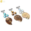 CSJA Bohemia Ketting Pendant Natural Ammonite Shell Fossils Round Charm Opal Pink Quartz Tiger Eye Semi Precious Stone Bead E249 ► Photo 2/6