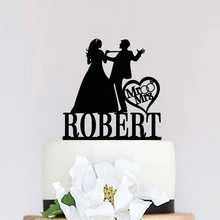 На заказ Забавный свадебный торт Топпер, есть памятный Mr и Mrs торт Топпер, невеста и жених силуэт, уникальный торт Топпер
