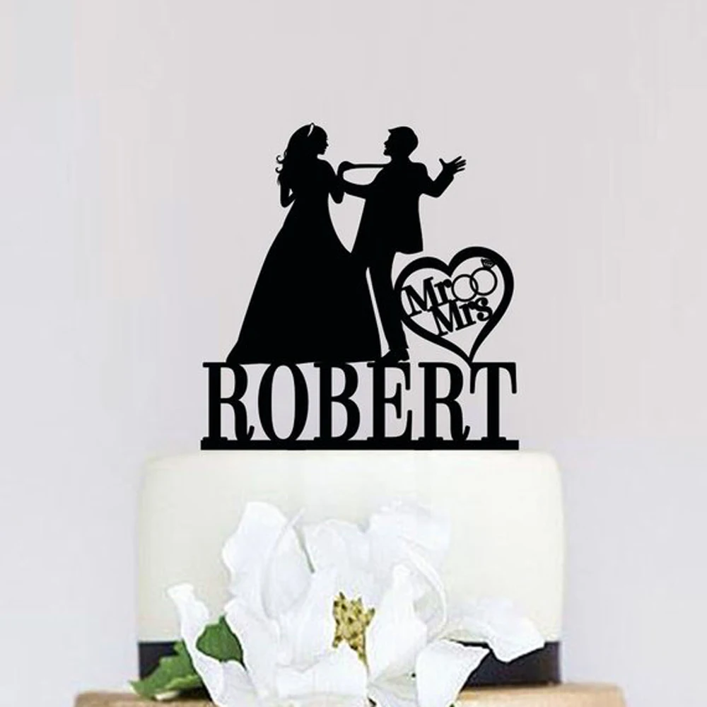 

Custom name Funny Wedding Cake Topper, Have Commemorative Mr and Mrs cake Topper, Bride and groom Silhouette,Unique Cake Topper
