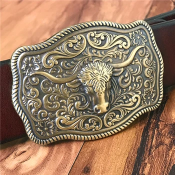 

Super Thick Genuine Leather Brass Bull Belt Buckles Luxury Jeans Men Belt Ceinture Homme Male Leather Belt Men Wide MBT0537