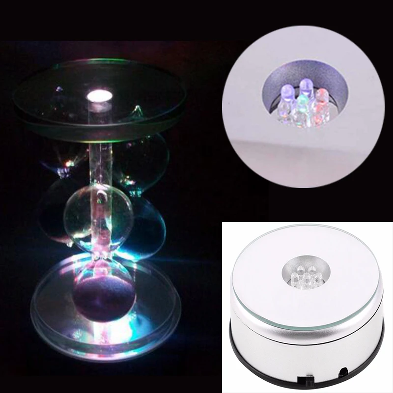 Long Bright Light 4 LED Crystal Display Base Stand Lighting Wedding