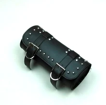 2017Black motorcycle tail bag Saddle Leather Motorbike Side Tool Tail Luggage Moto Scooter Round Pouch Bag for Harley Universal