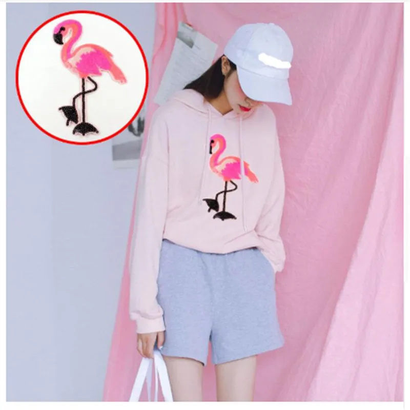 

High Quality 5pc Pink Flamingo Sequined Patches for Clothing Iron on Badge Clothes Sticker Stripes Applique DIY Craft