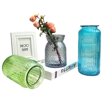 

Colorful Vases New Ash Transparent Glass Vase Home Decoration Shop Decorations Brief Flower Vase Hydroponic Bottle