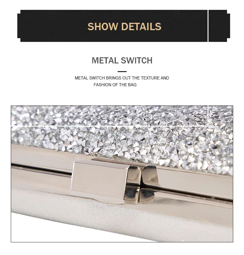 Luxy Moon Silver Sparkle Clutch Bag Top Detail View