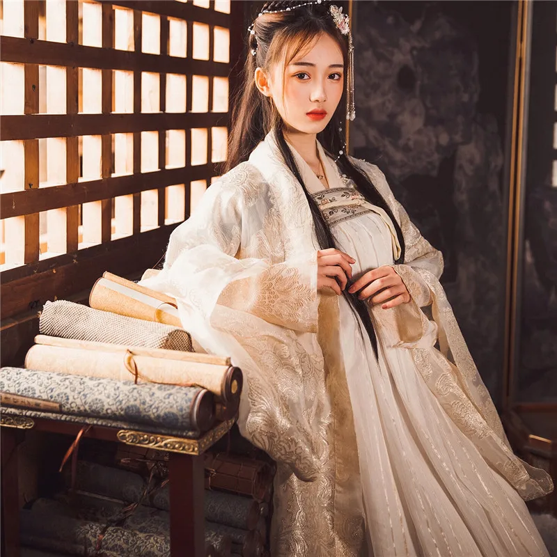 Hanfu костюм элегантная одежда в китайском стиле для женщин Китайская древняя и традиционная Женская одежда народная танцевальная одежда DQL1057