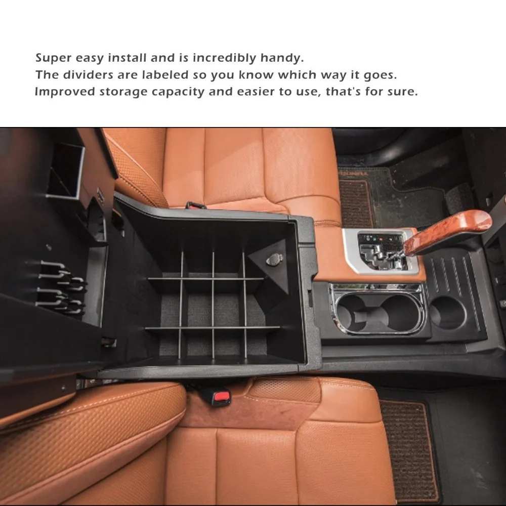 WHDZ ABS 18 thick black plastic Car Center Console Organizer for Toyota Tundra 2014 2015 2016 2017 (5)