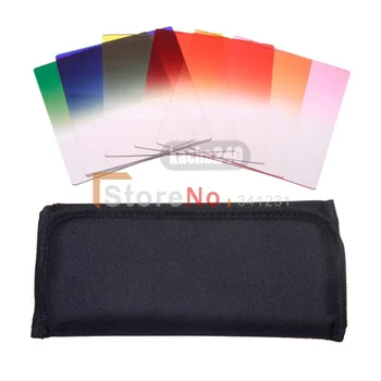 

Promotion 6pcs Gradual red pink green Orange Yellow Blue Filter + 6 slots Filter Case Bag for Cokin P