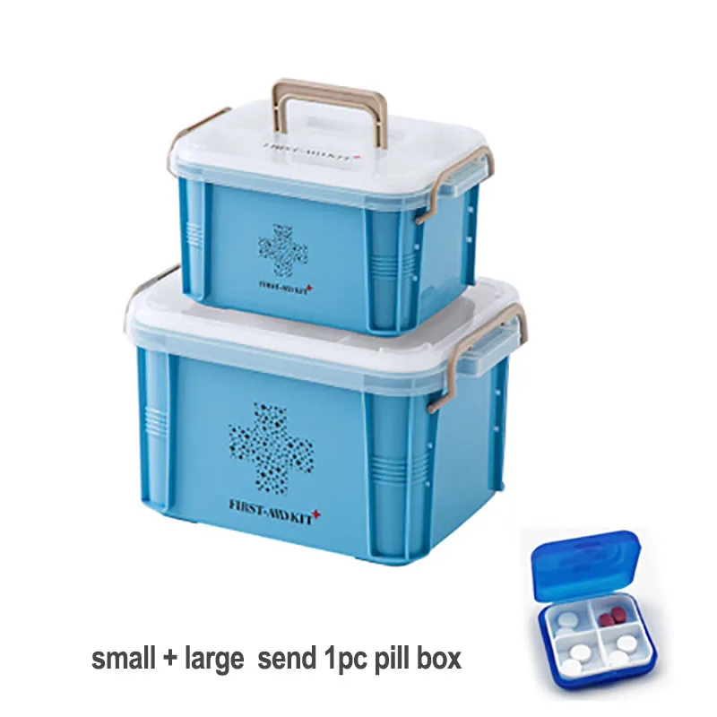 Пластиковая аптечка, медицинская коробка, ящики для хранения, большой многослойный медицинский контейнер, Органайзер Домашний для хранения для медицинских - Цвет: S AND L BLUE