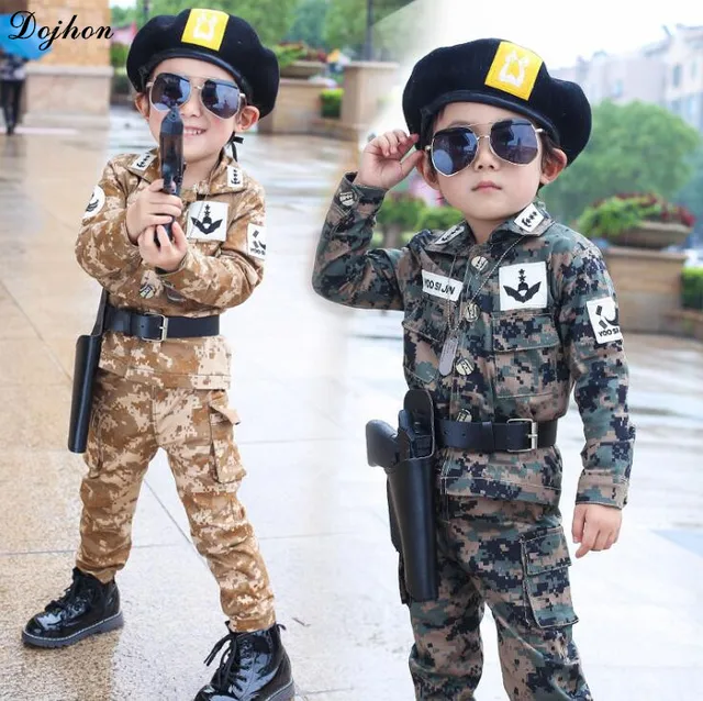 Kids Boy Tracksuit Soldiers Army Uniform Camouflage Jackets Suit for