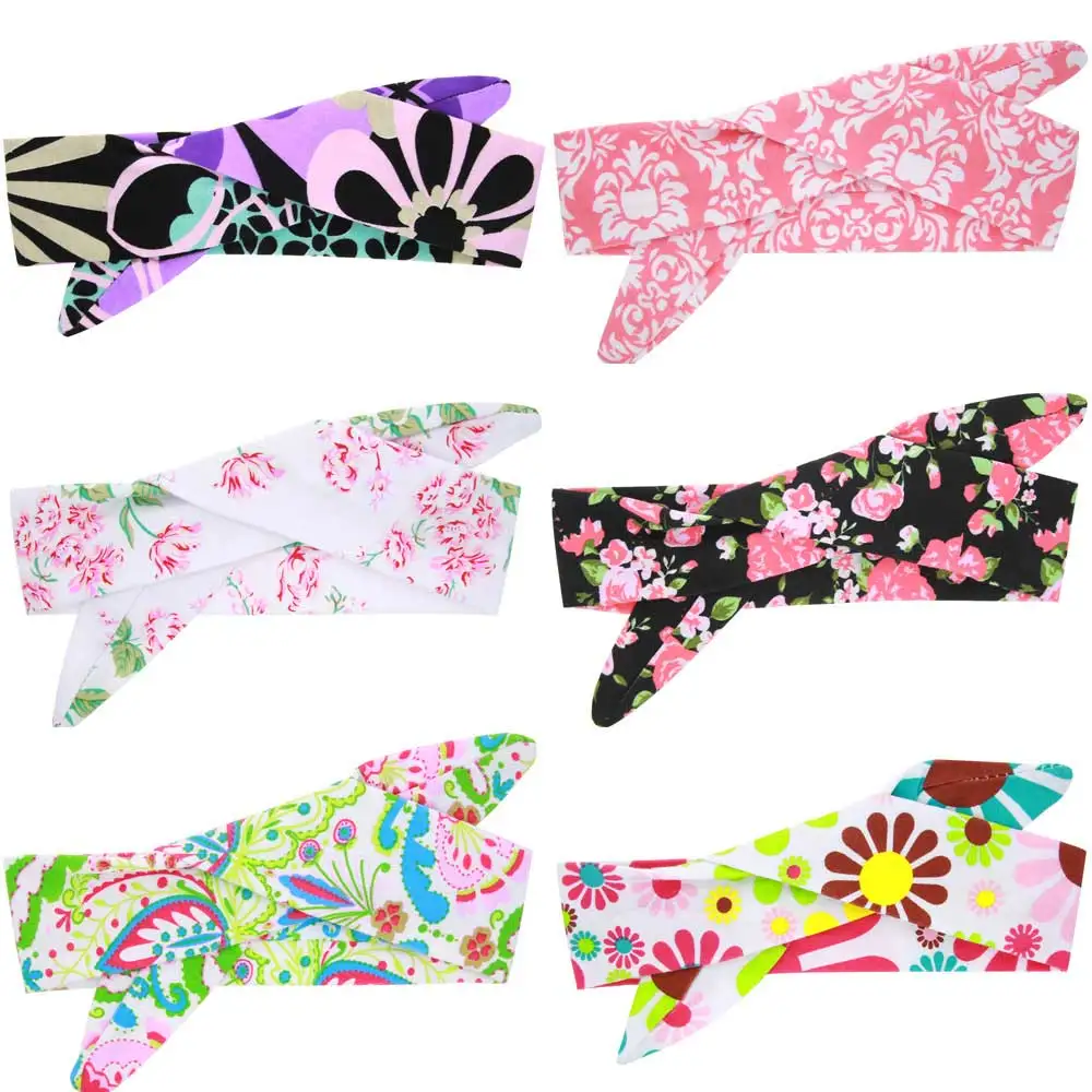 

Fashion Retro Women Elastic Turban Twisted Knotted Headband Ethnic Floral Wide Stretch Girl Yoga Hair Accessories Fashion
