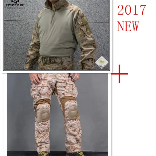 Emerson tactical bdu G3 боевая униформа рубашка и брюки и наколенники Военная армейская форма AOR1 airsoft костюмы EM8575+ 7026 - Цвет: 2017NEW AOR1