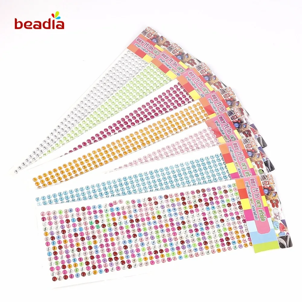 

Multicolor 6mm Phone PC Self Adhesive Acrylic Rhinestone For Clothing Decal Accessories Handmade Diamond Scrapbooking Stickers