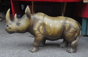 

Chinese Fengshui Bronze Animal Oxen Bull Rhinoceros Rhino Lucky Statue Sculpture