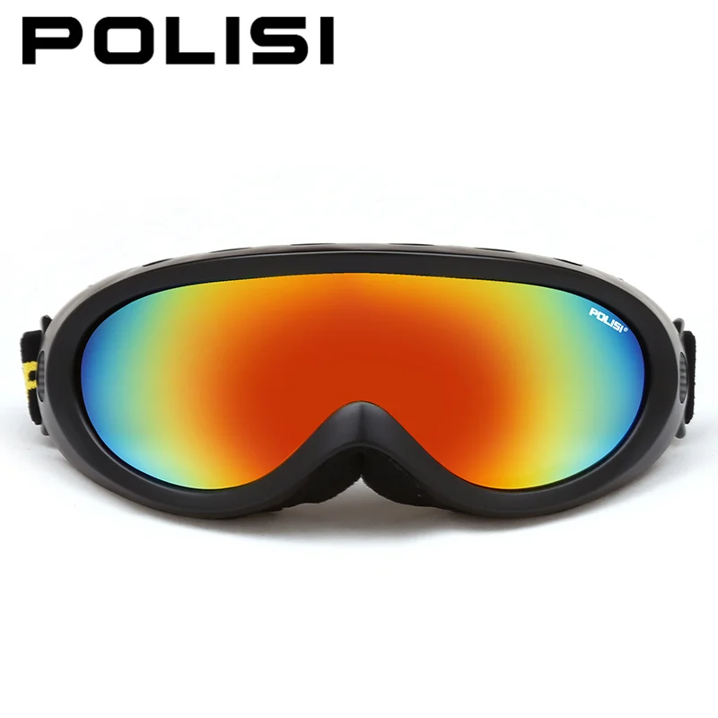 POLISI для зимних видов спорта на открытом воздухе для катания на сноуборде защитные очки Для детей лыжные очки UV400 Анти-туман коньки лыжи очки - Цвет: Black