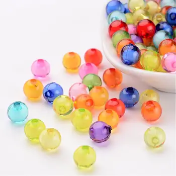

Pandahall Transparent Acrylic Beads, Bead in Bead, Round, Mixed Color, 8mm, Hole: 2mm; about 2050pcs/500g