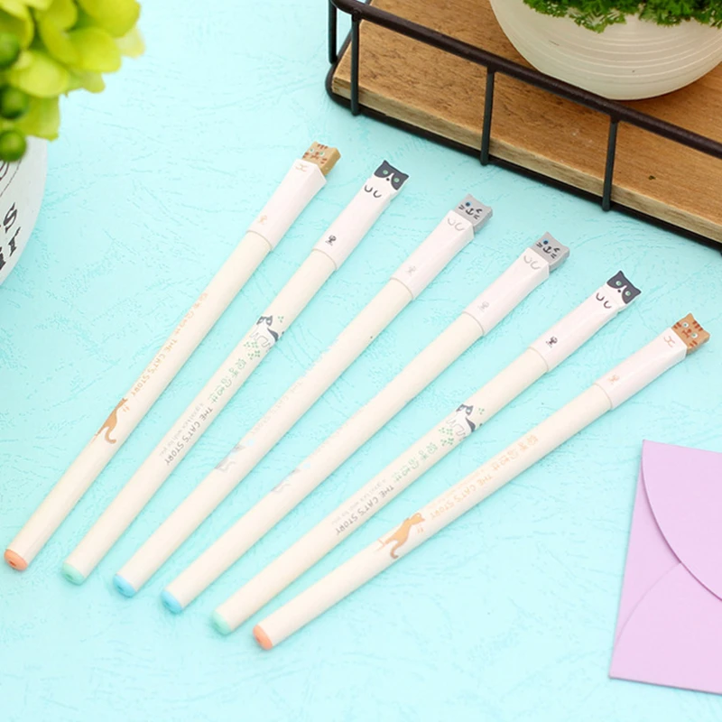 

caneta escritorio canetas lapices gel animals school material escolar stationary canetas criativa cats kawaii boligrafos pen