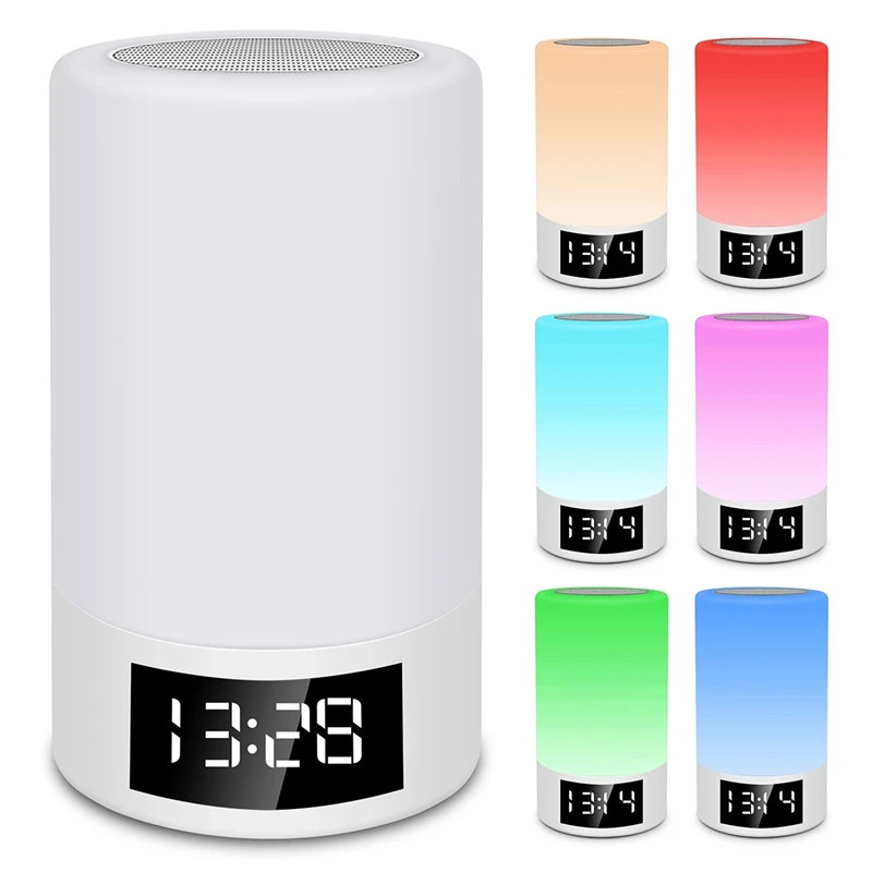 

Desktop Bluetooth Speaker Touch Sensor Mini Speaker Alarm Clock with Colorful LED Light