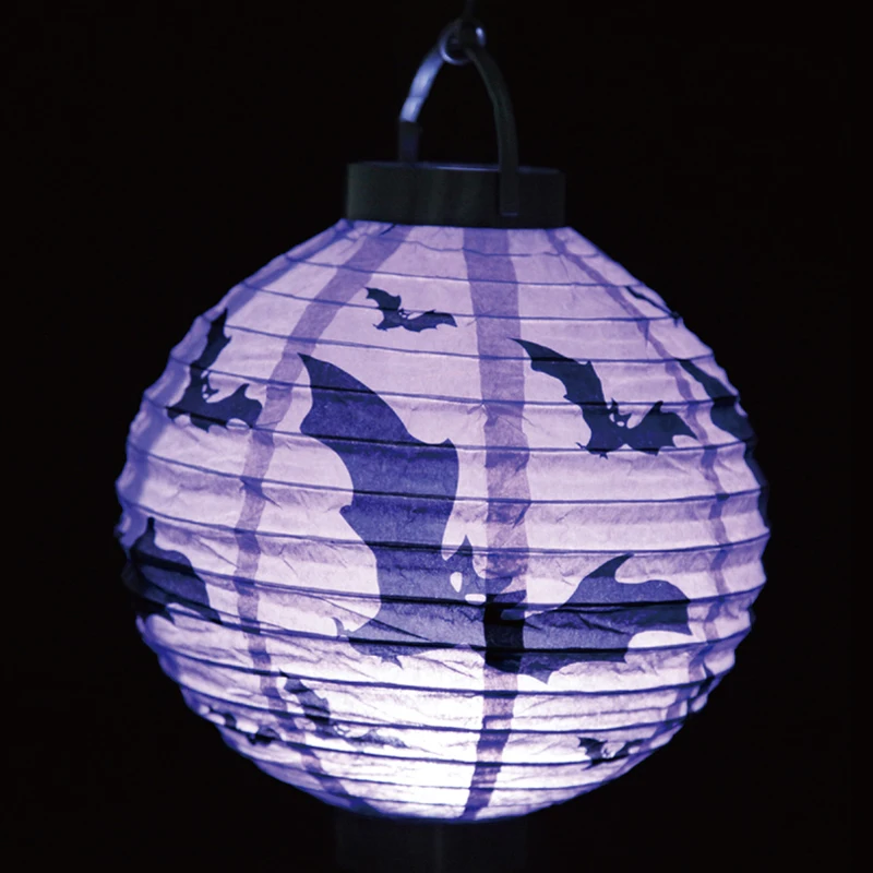 

20cm Halloween Led paper lantern spider ,ghost ,pumpkin ,bat paper light lantern with battery Halloween diy hanging decorations