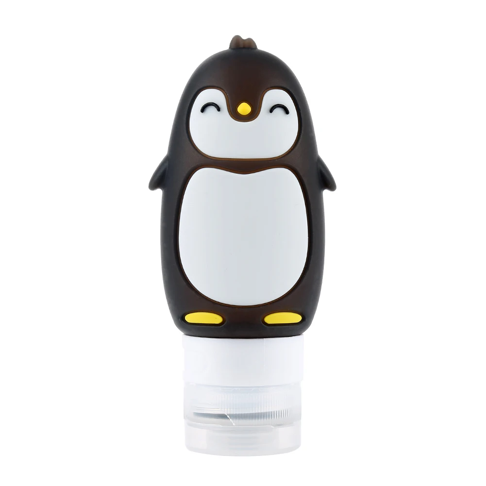 1 шт. портативная многофункциональная бутылка для моделирования мультяшных животных силиконовый контейнер для жидкого макияжа с мультяшным рисунком Прямая поставка - Цвет: Black penguin 90ml