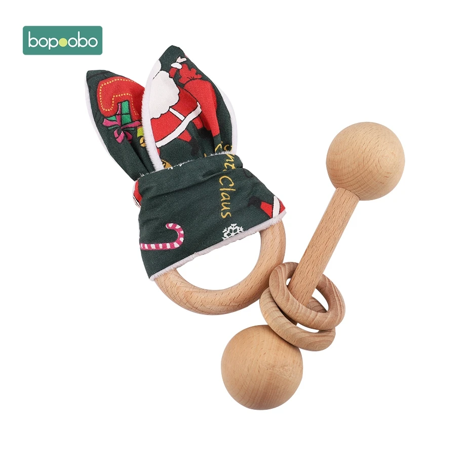 Bopoobo 1 компл. ребенка при прорезывании зубов Прорезыватель из буковой древесины рождественские подарки для детские музыкальные игрушки Еда