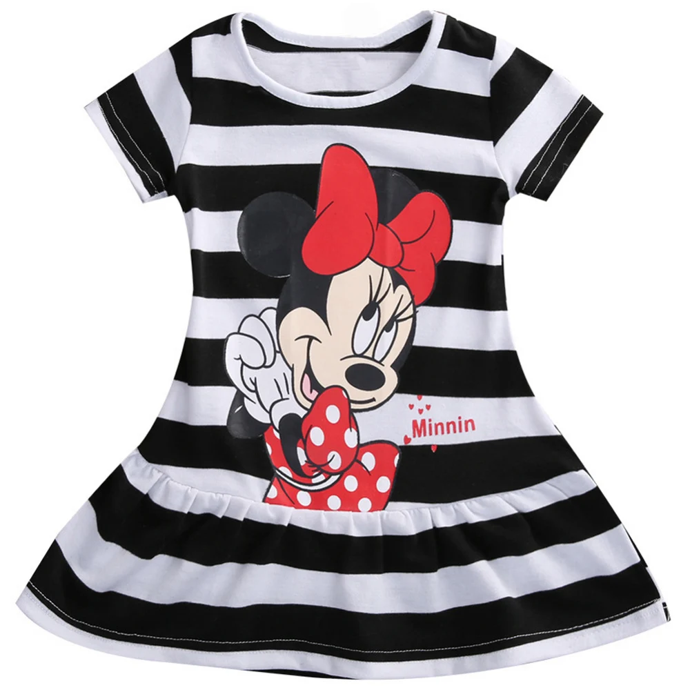 

Baby Girls Minnie Dresses Child Girl Cartoon Summer Cute Mini Short Dress Kid Infant Stripe Print Clothing For 2-7Yrs Wear