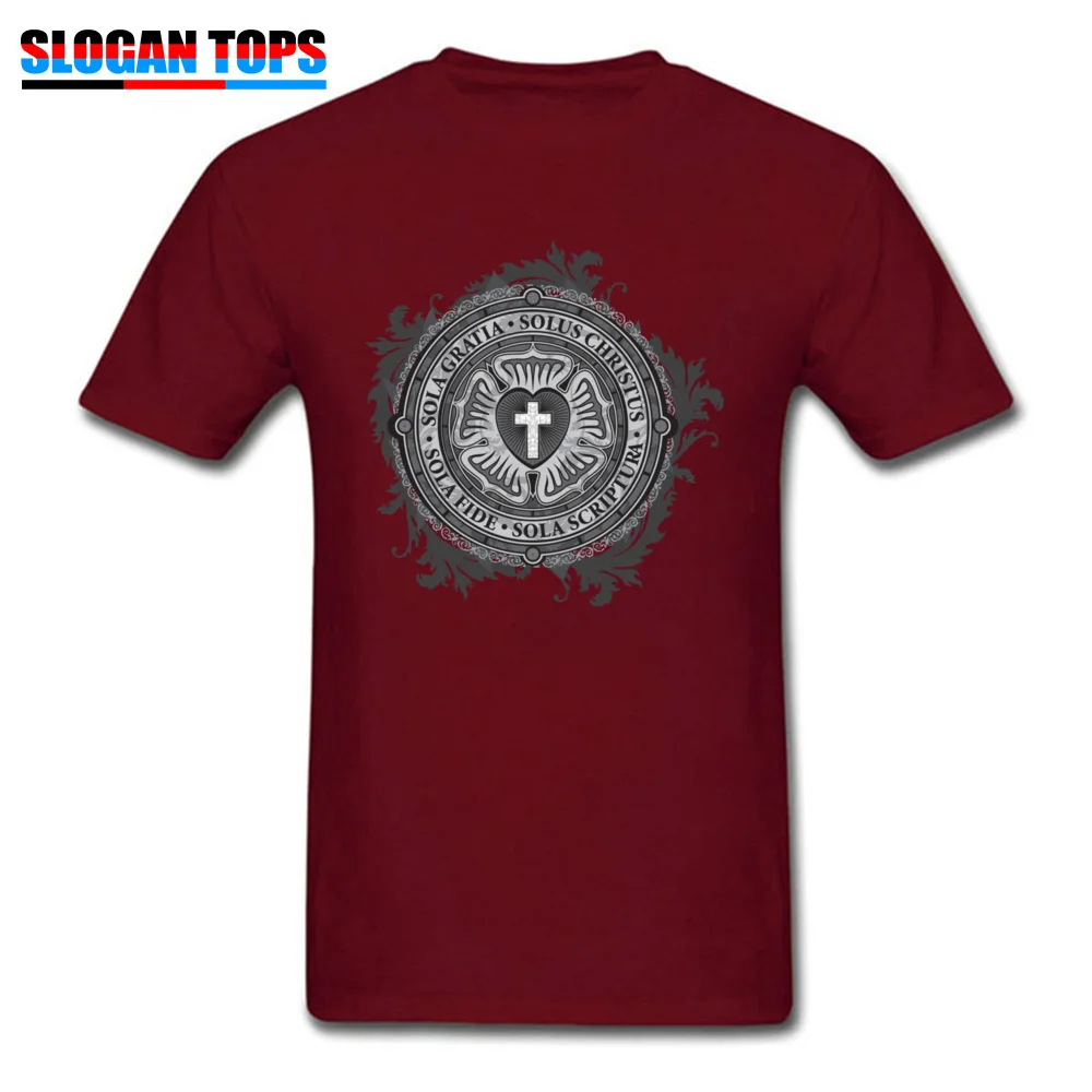 Fashionable Men Tops Shirt Casual Normal T Shirts 100% Cotton Short Sleeve Personalized Tops & Tees Round Neck Luther Rose Christian Luther Seal 11595 maroon
